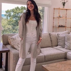 EUC Anthropologie Donni Women's Relaxed Rib Grey Cream Cardigan Kimono